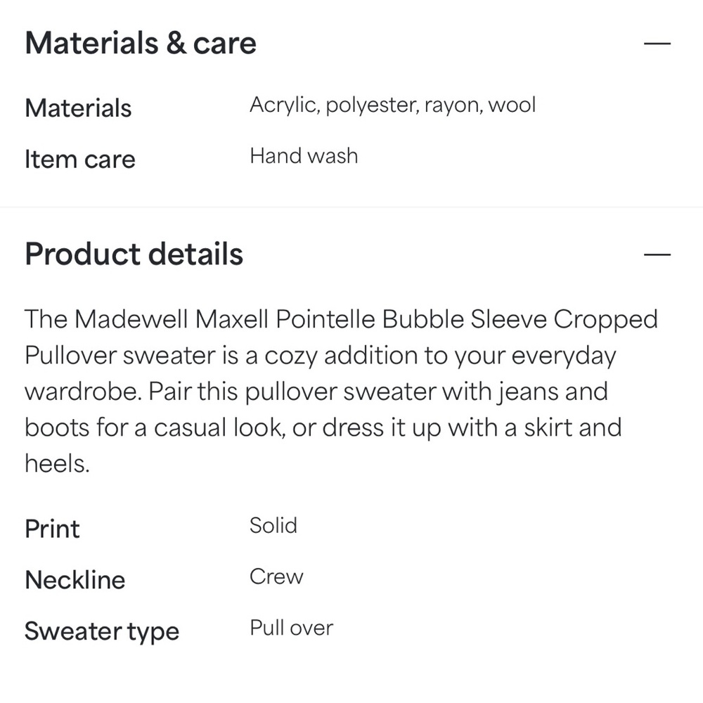 Maxwell Pointelle Bubble Sleeve Cropped Pullover - Picture 3 of 5